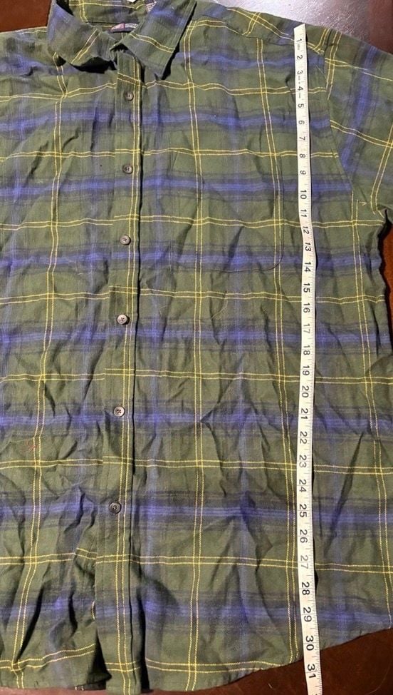Faded Glory Men’s XL Tall Green Blue Plaid Flannel Shirt NWT 100% Cotton 4