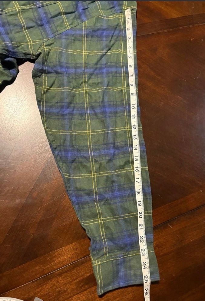 Faded Glory Men’s XL Tall Green Blue Plaid Flannel Shirt NWT 100% Cotton 7