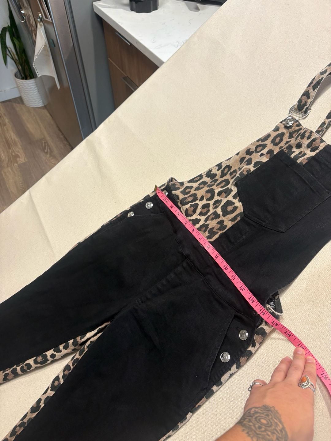 Current Mood Overalls Size S Black Leopard Print Dungarees 6