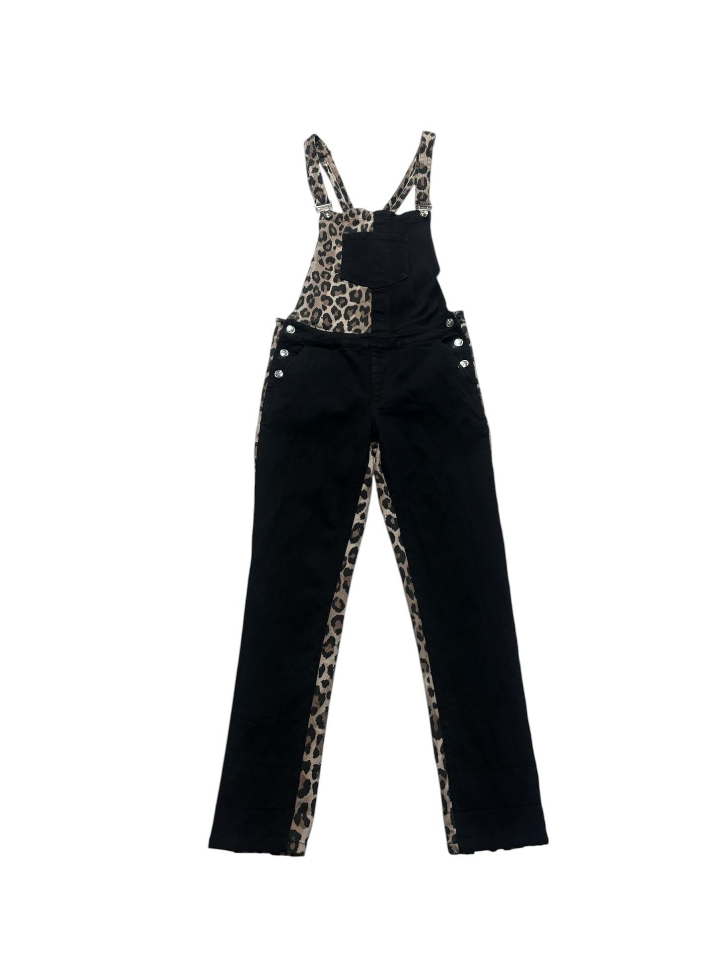 Current Mood Overalls Size S Black Leopard Print Dungarees 2