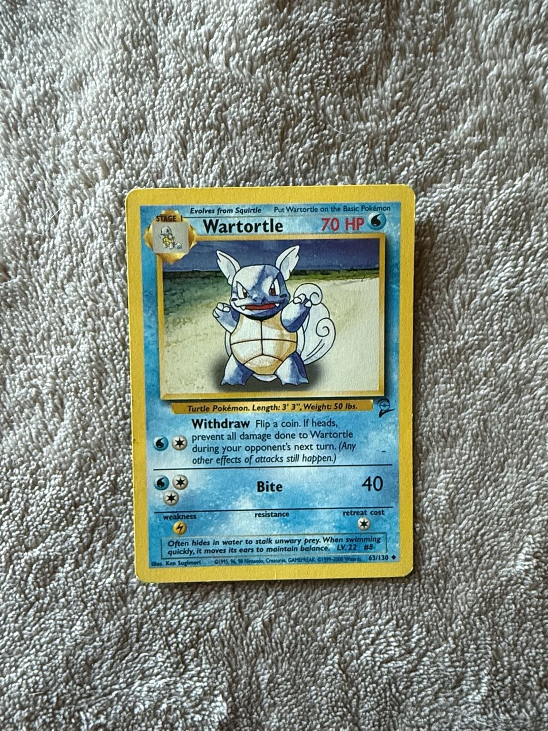 Pokemon Card Wartortle Base Set 2 63/130 1