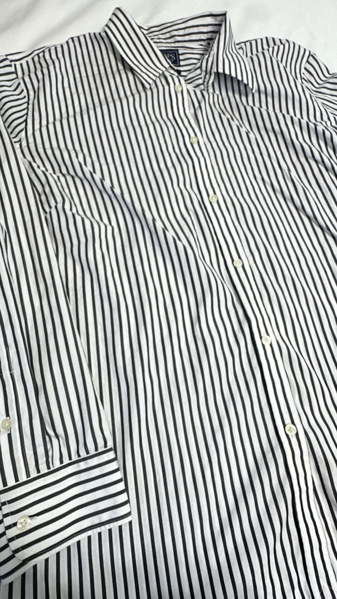 Chaps Button Up Shirt Womens Size 2X Black White Striped Cotton Long Sleeve 3