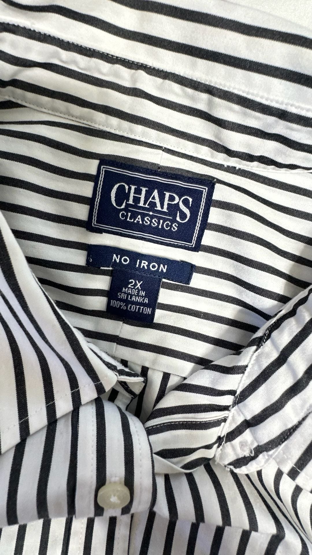 Chaps Button Up Shirt Womens Size 2X Black White Striped Cotton Long Sleeve 4