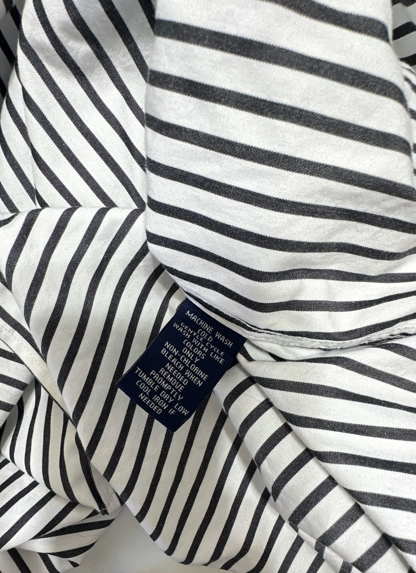 Chaps Button Up Shirt Womens Size 2X Black White Striped Cotton Long Sleeve 5