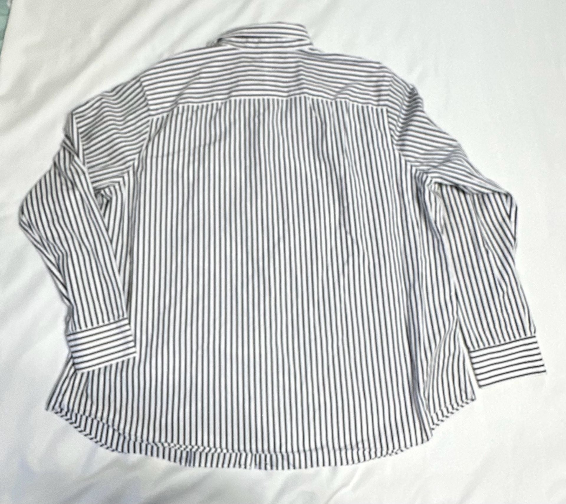 Chaps Button Up Shirt Womens Size 2X Black White Striped Cotton Long Sleeve 6