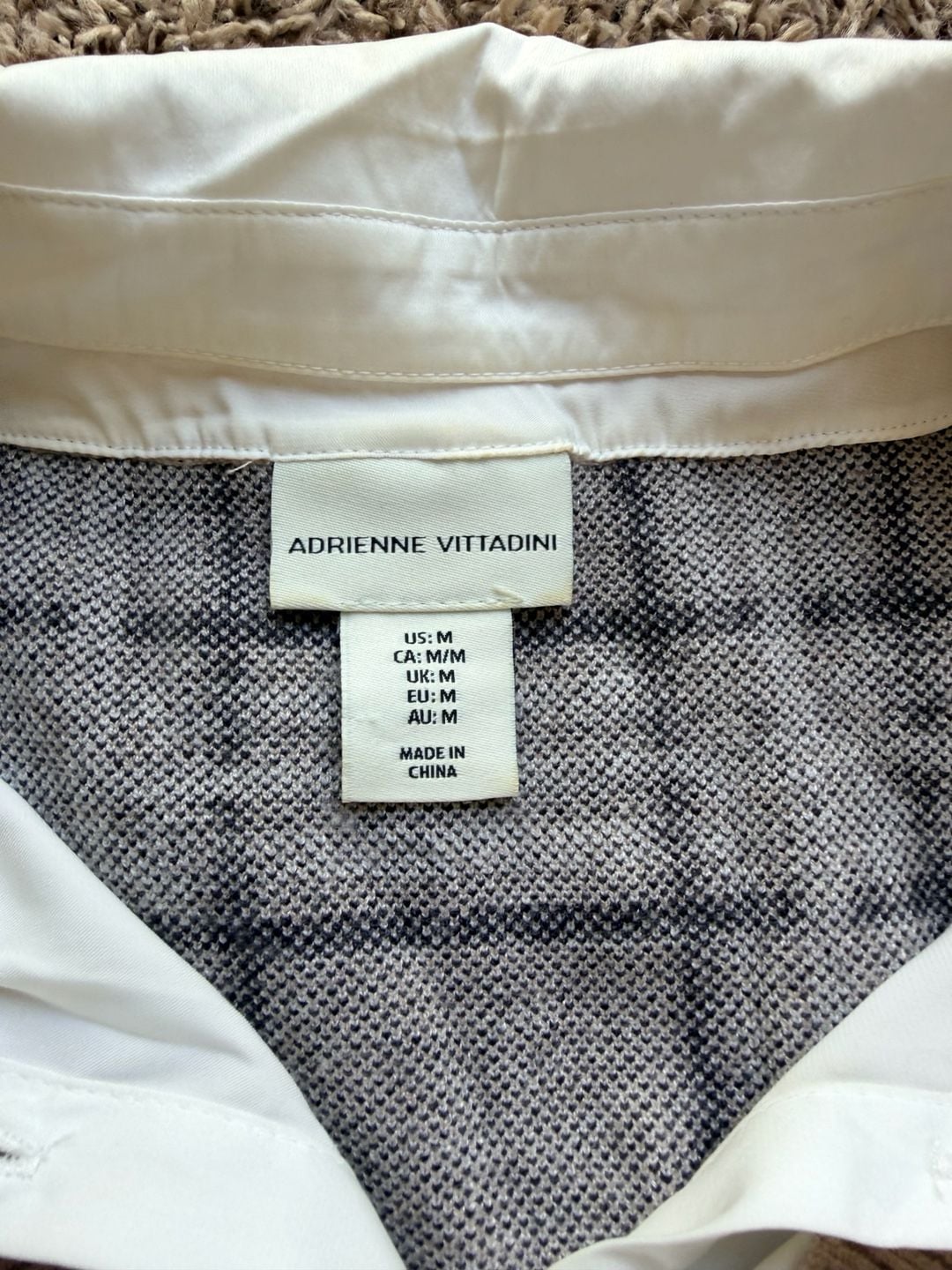 Adrienne Vittadini Layered Plaid Sweater Size M Beige 4