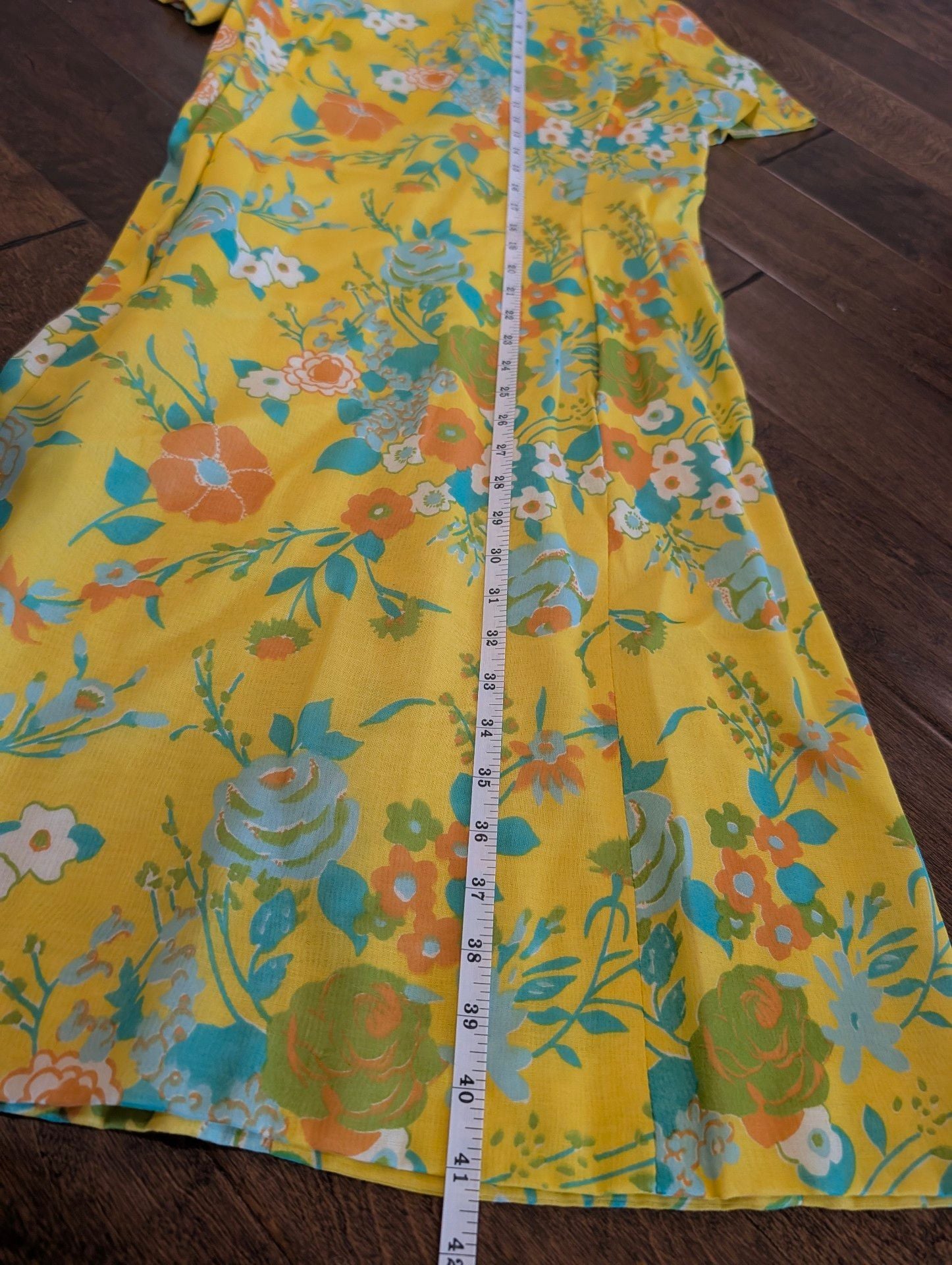 Vintage 1970s Floral Dress Pockets Retro Mod Scovill Zipper Size 10 Large 4