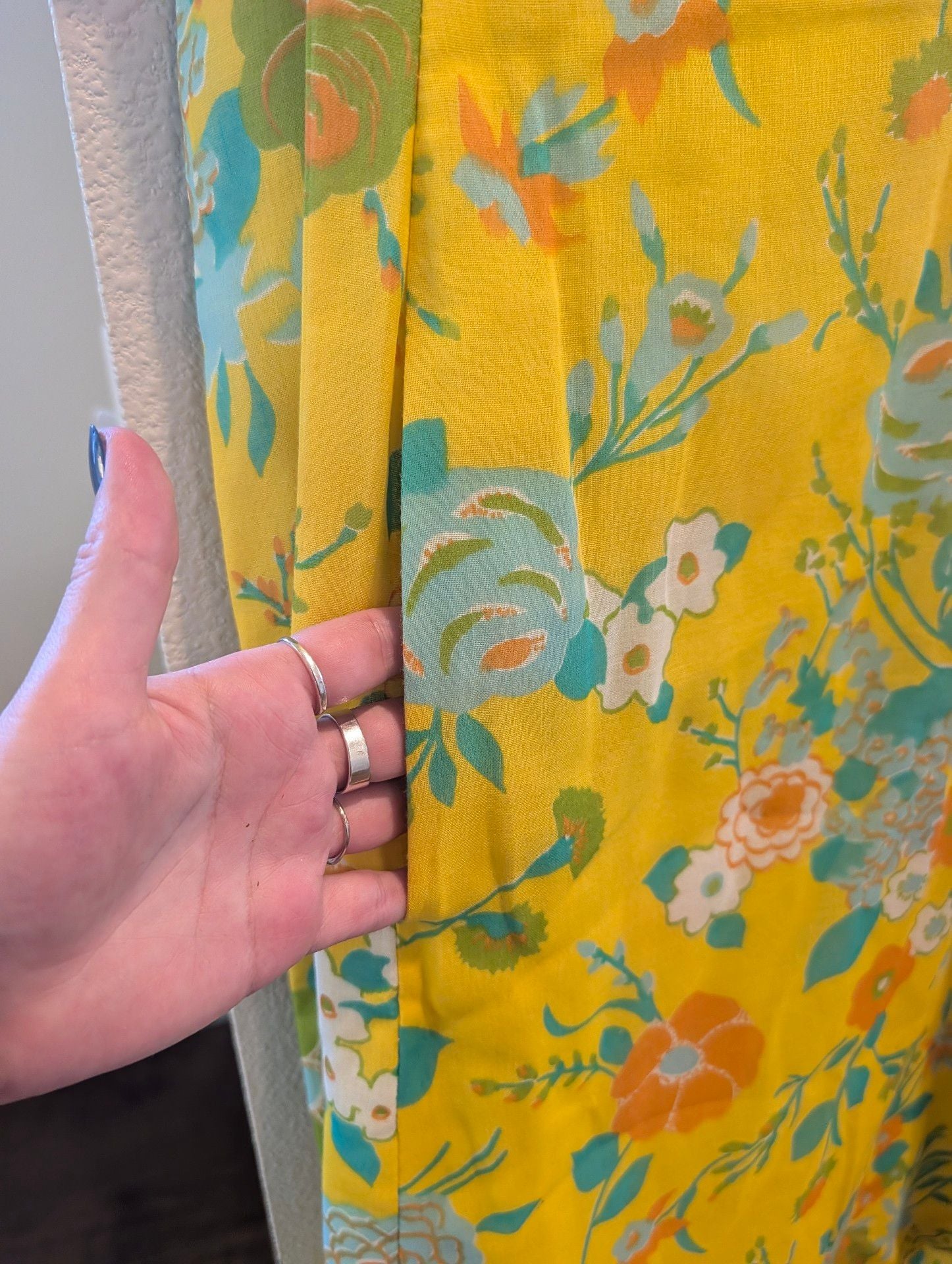 Vintage 1970s Floral Dress Pockets Retro Mod Scovill Zipper Size 10 Large 11
