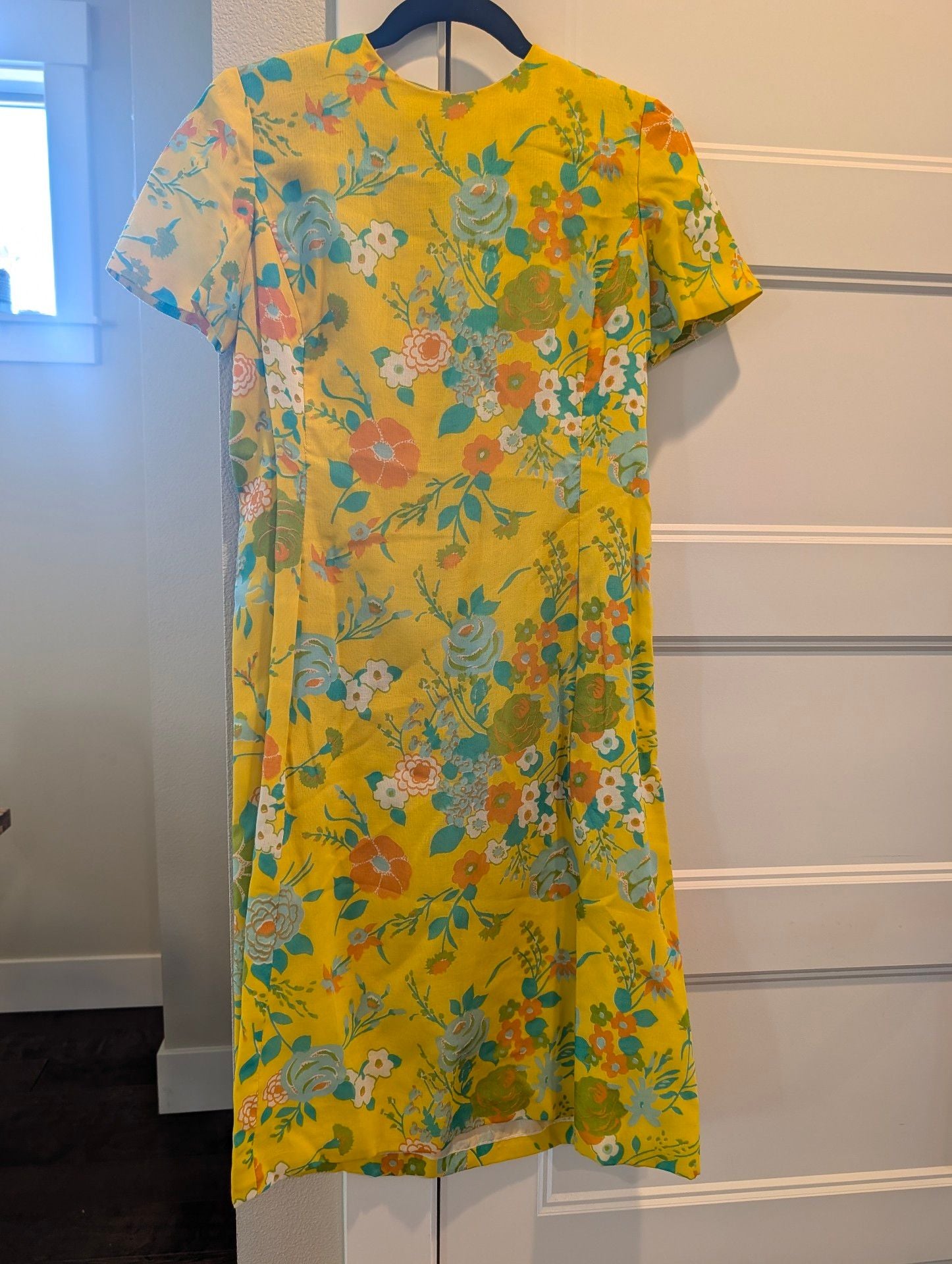 Vintage 1970s Floral Dress Pockets Retro Mod Scovill Zipper Size 10 Large 12