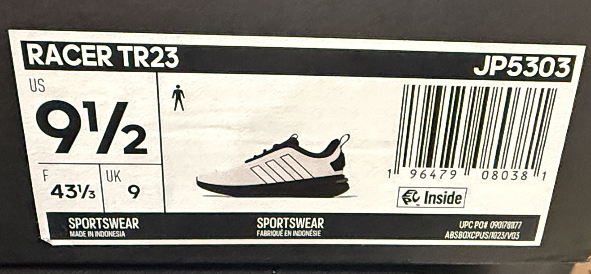 Adidas Racer TR23 Size 9.5 White Black Blue Sneakers JP5303 6