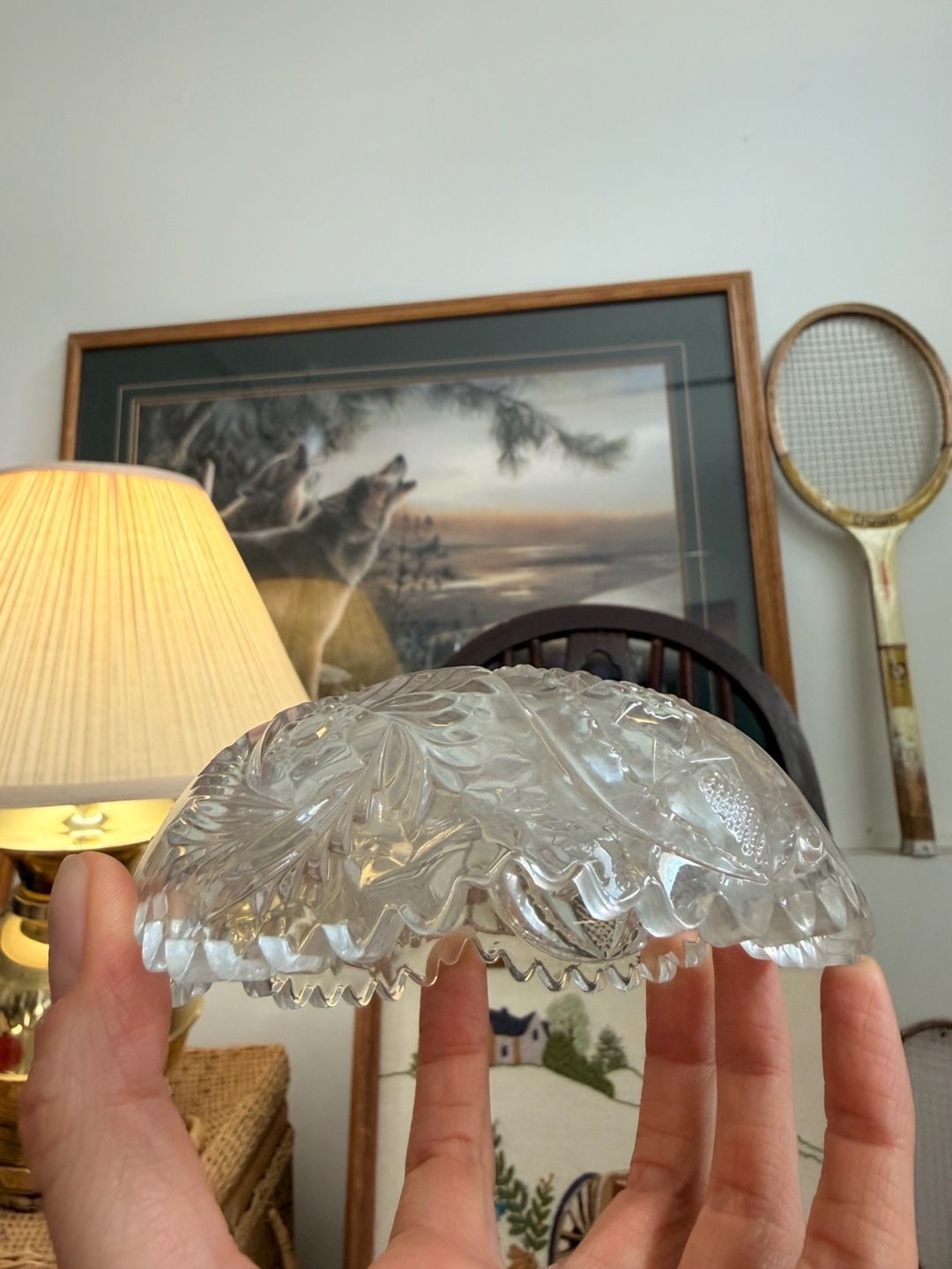 Vintage Clear Cut Glass Crystal Pinwheel Hobstar Sawtooth Bowl Trinket Dish 4