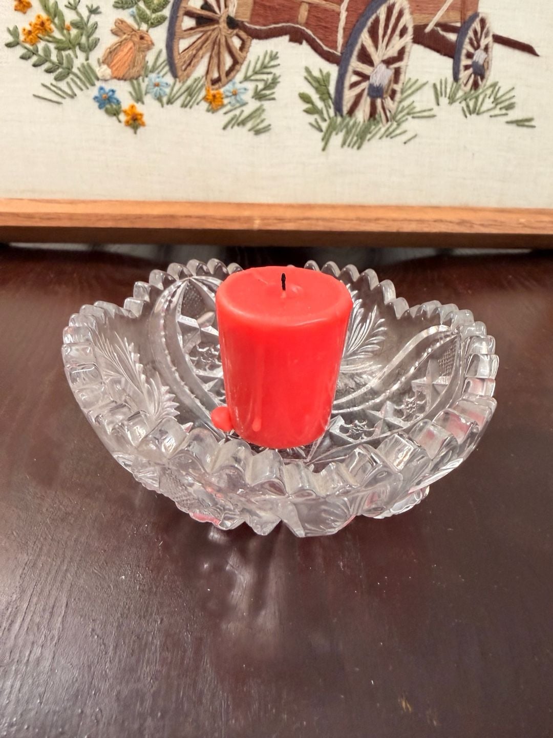 Vintage Clear Cut Glass Crystal Pinwheel Hobstar Sawtooth Bowl Trinket Dish 8