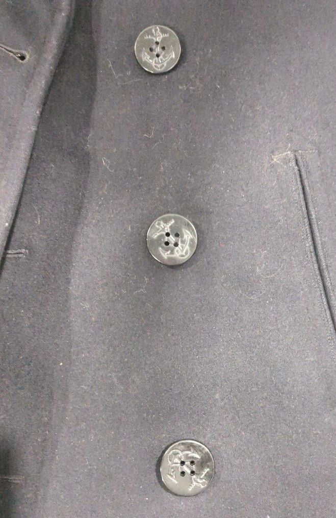 US Navy Pea Coat Size 36 Black Wool 100% Wool 4