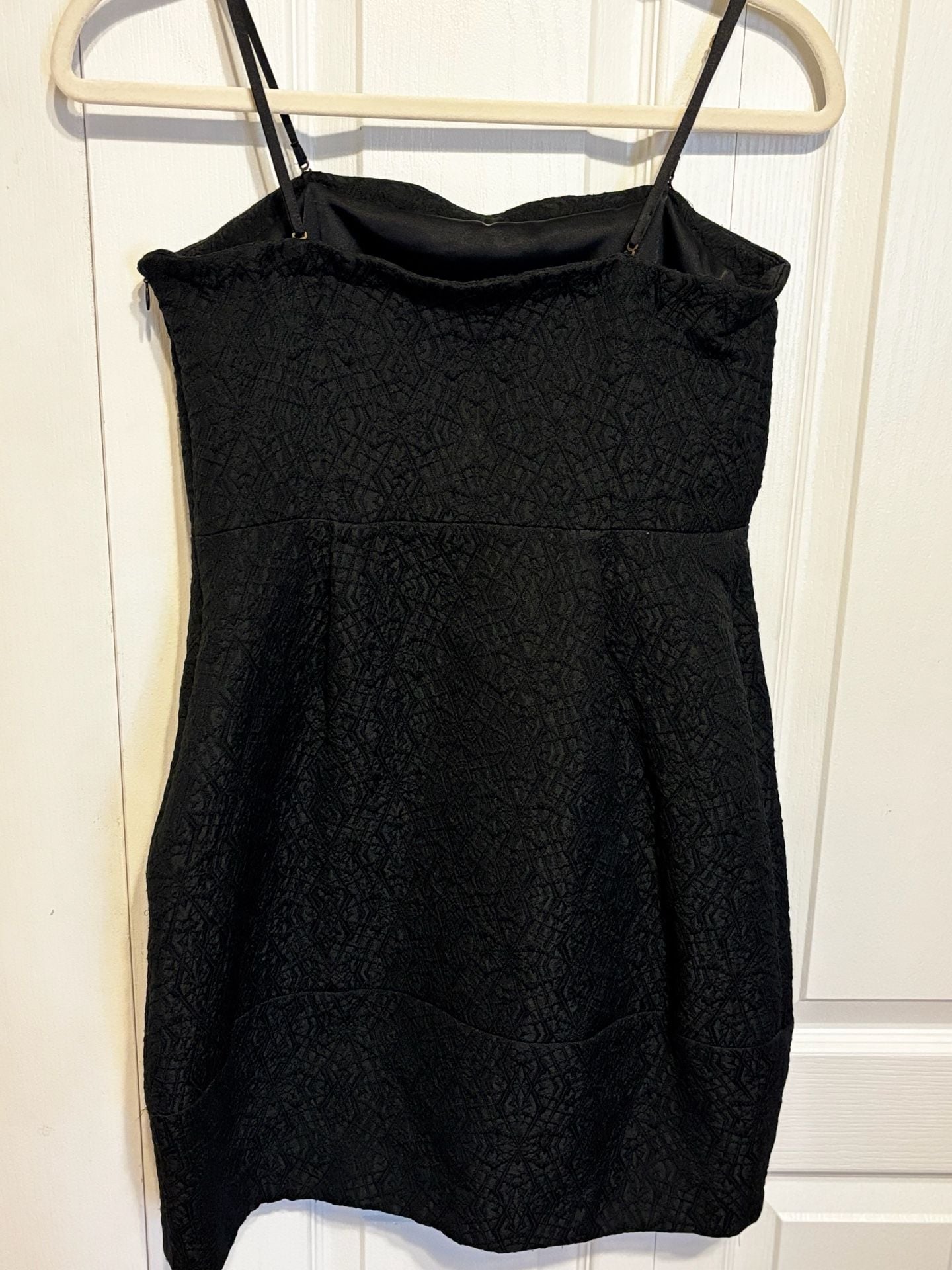 Theory Mini Dress Size 6 Black Textured Jacquard Spaghetti Strap 3