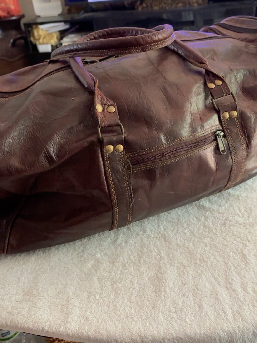 D'Leather Brown Leather Duffel Bag Weekender Travel Overnight Vintage Style
Genuine Leather, Os 1