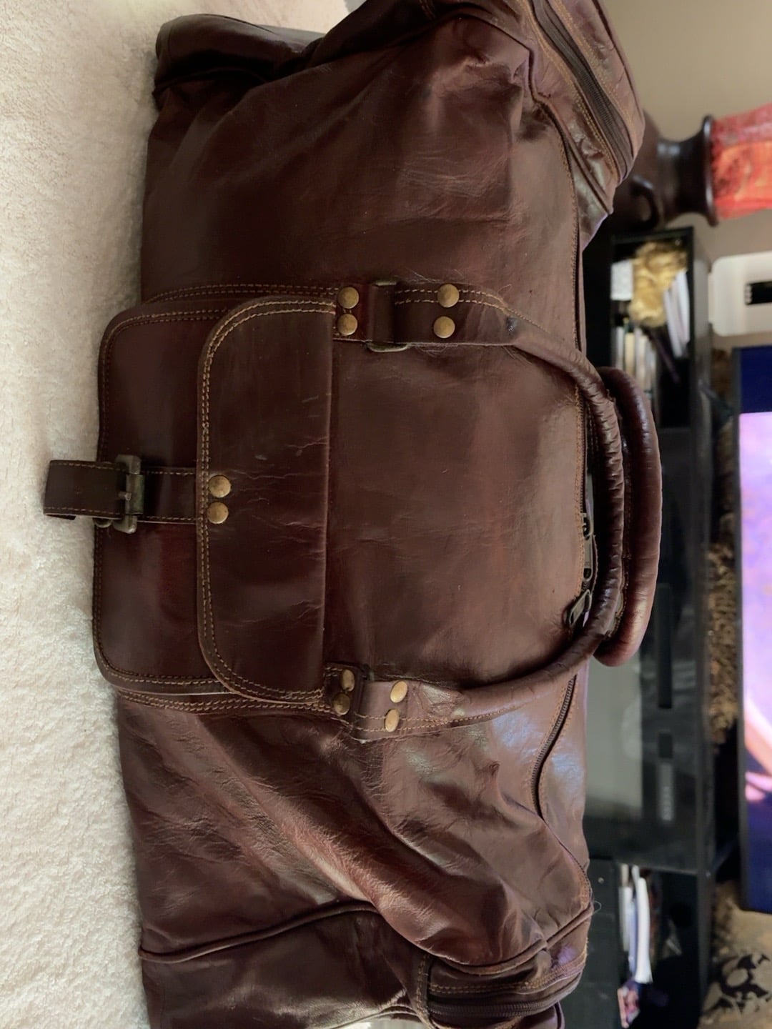 D'Leather Brown Leather Duffel Bag Weekender Travel Overnight Vintage Style
Genuine Leather, Os 3