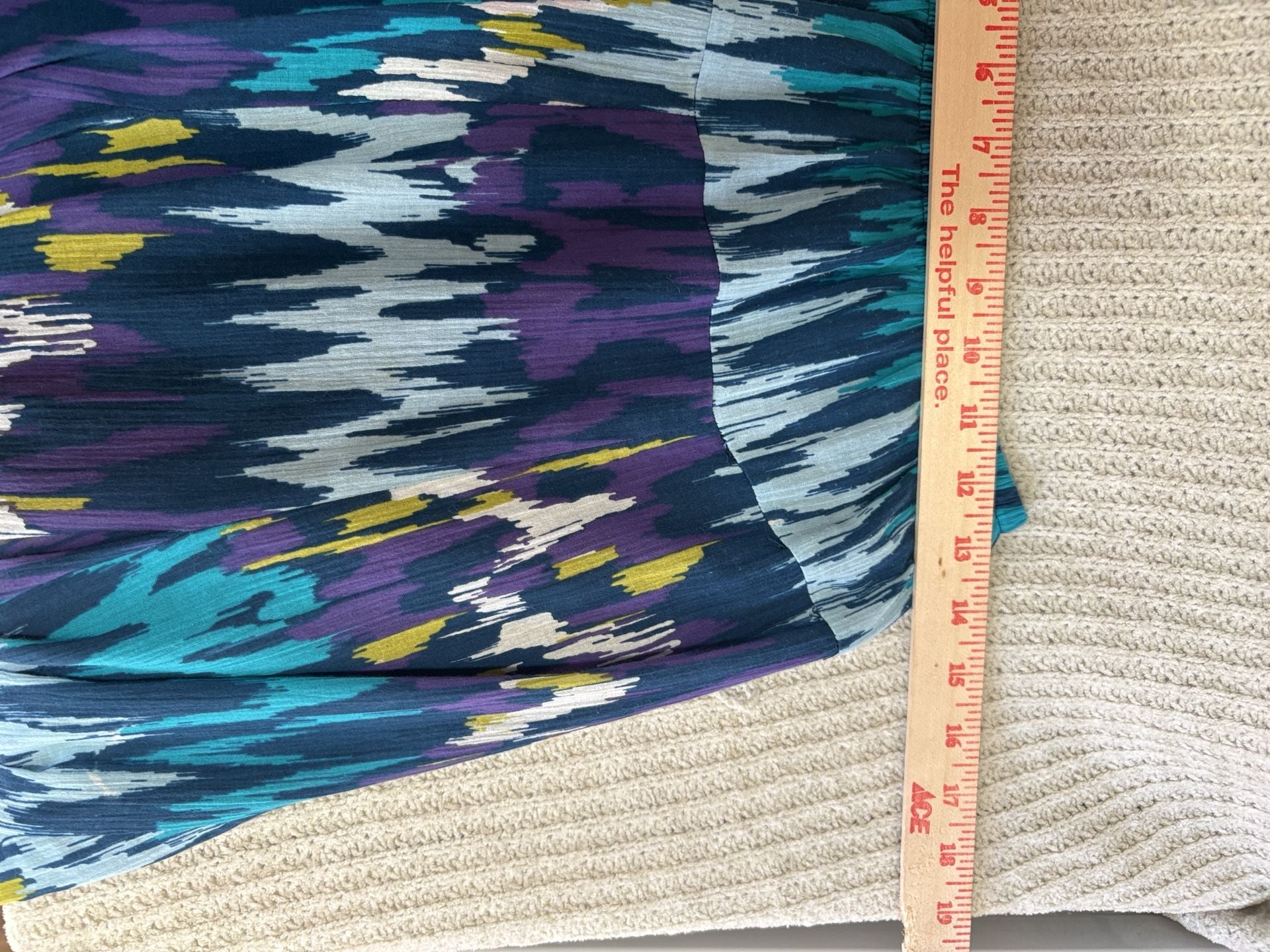 Ruby Rd. Skirt Size 10P Blue Teal Purple Ikat Print Cotton Midi 4