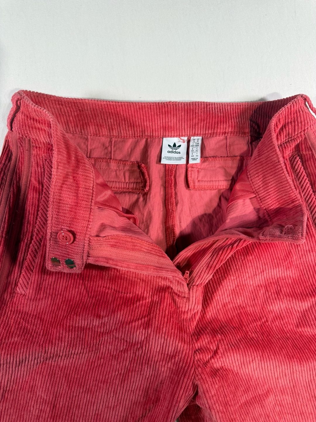 Adidas Corduroy Pants Size M Pink/Coral Wide Leg Trousers 4