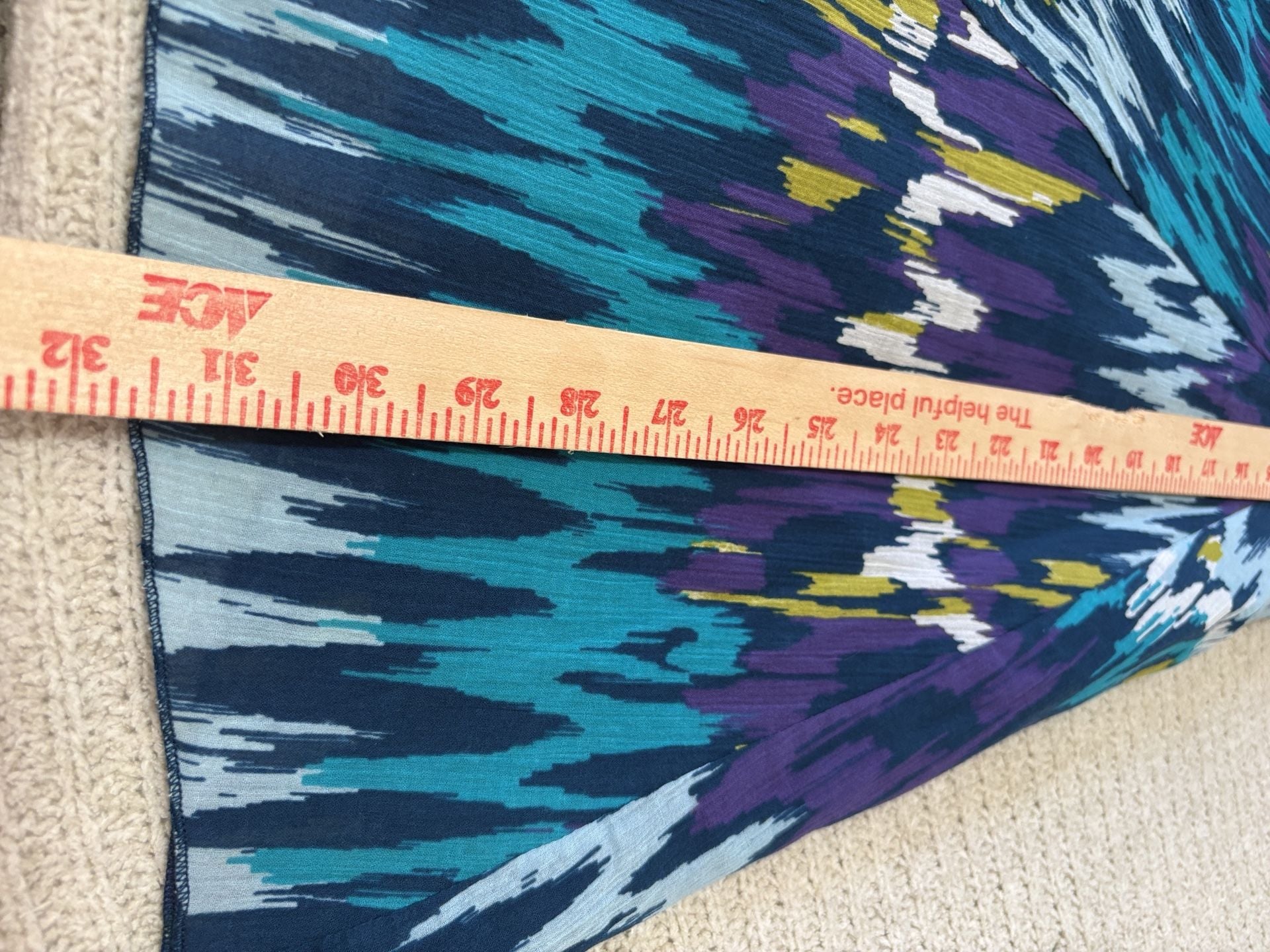 Ruby Rd. Skirt Size 10P Blue Teal Purple Ikat Print Cotton Midi 5