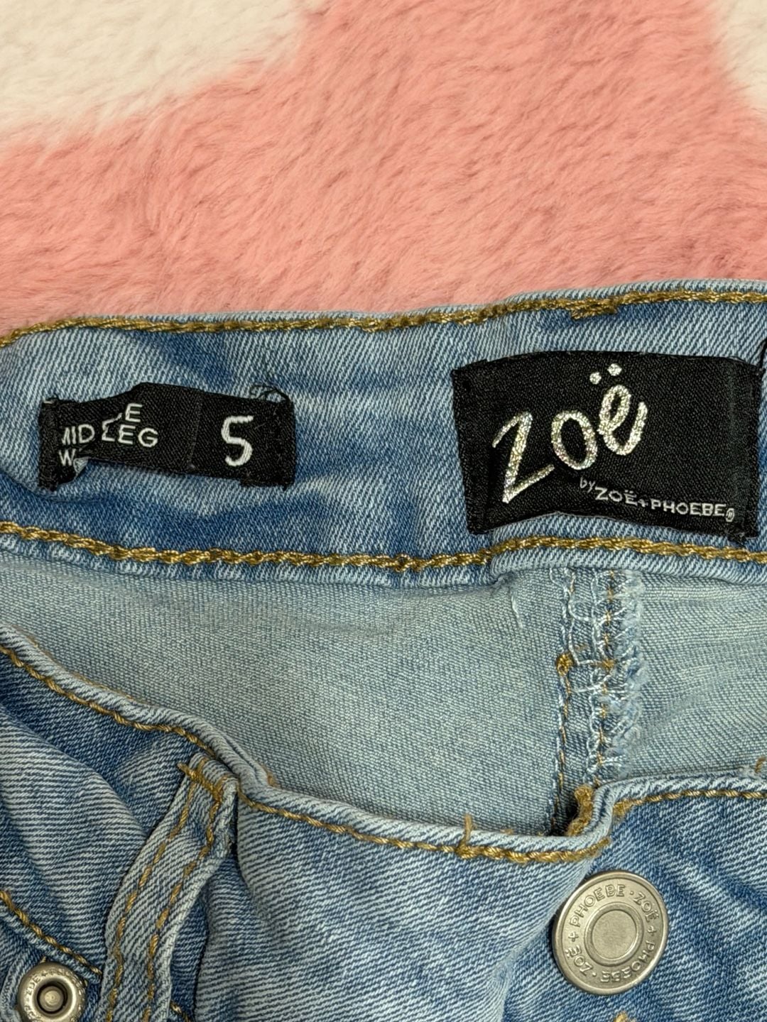 Zoë by Zoë Phoebe Lace-Up Wide Leg Jeans Size 5 Light Wash 4