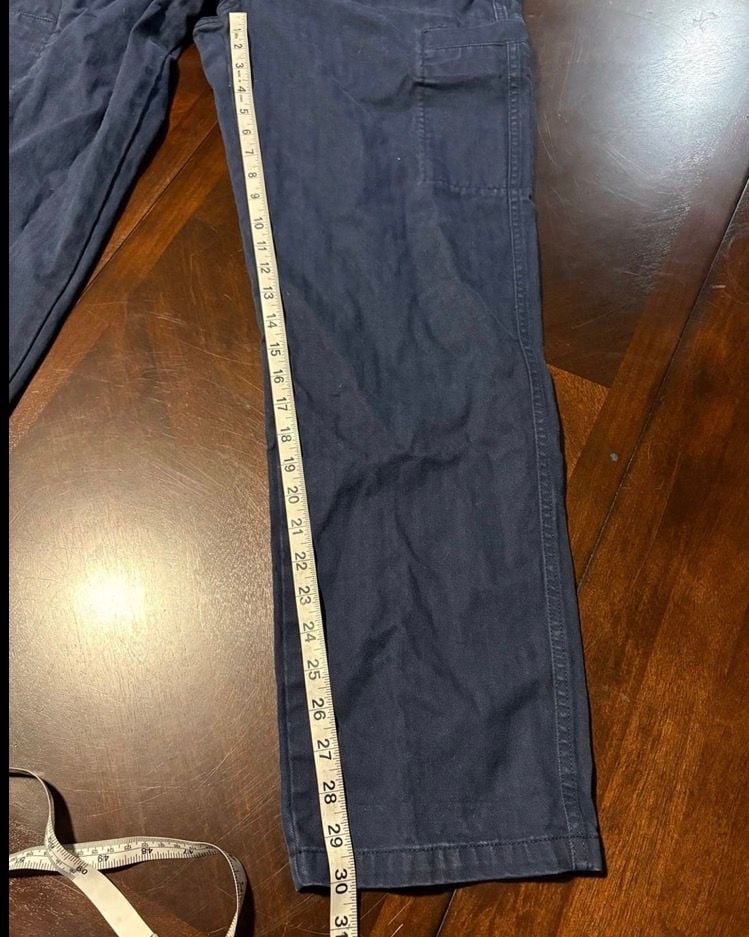 Everlane Men’s 38 Navy Blue Organic Cotton Cargo Pants Utility Straight Leg 8
