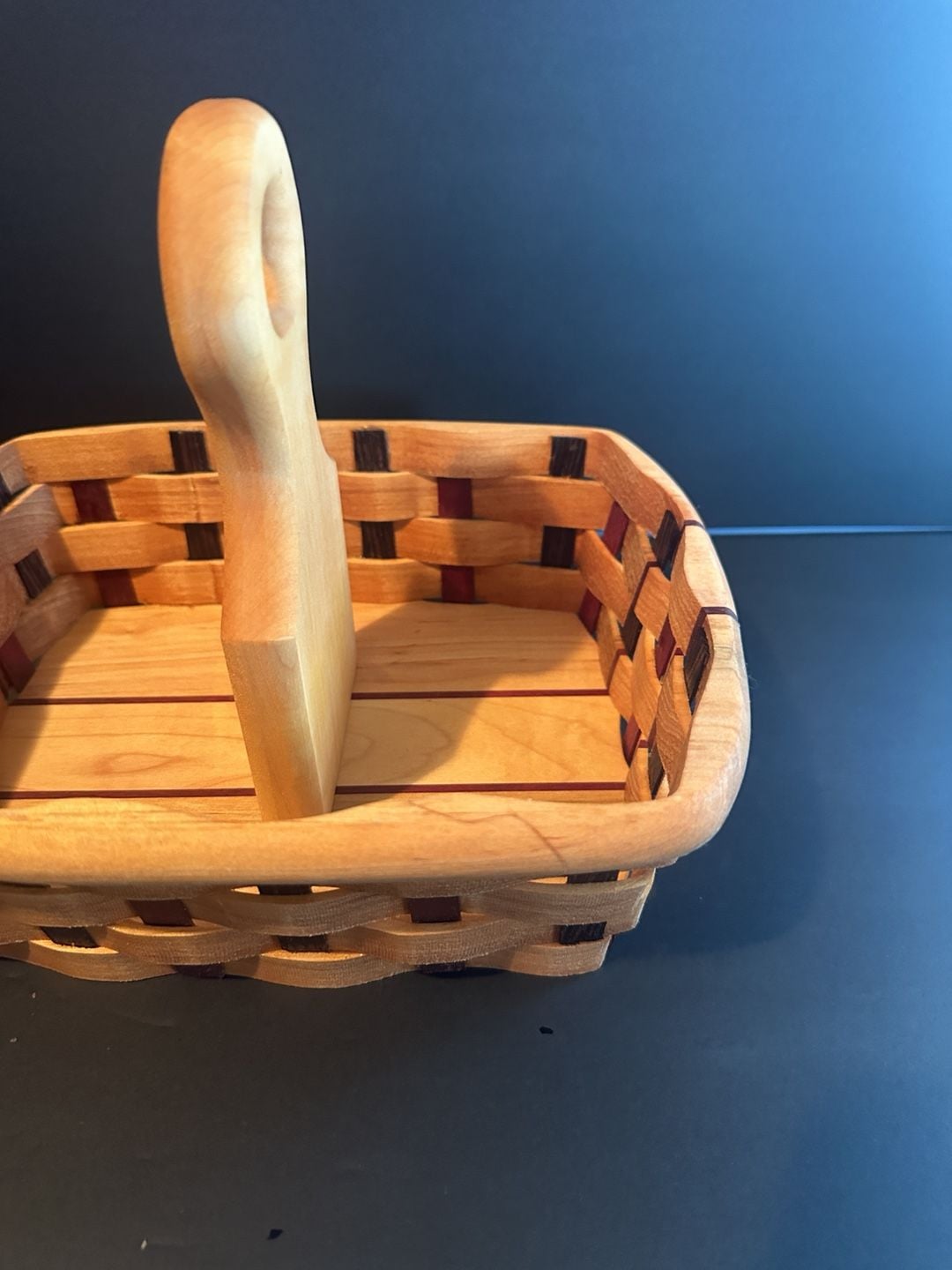 L. Miller Handcrafted Wood Woven Caddy Basket #10137 5