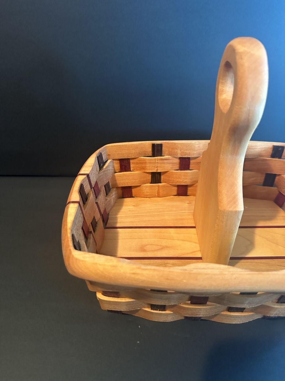L. Miller Handcrafted Wood Woven Caddy Basket #10137 6