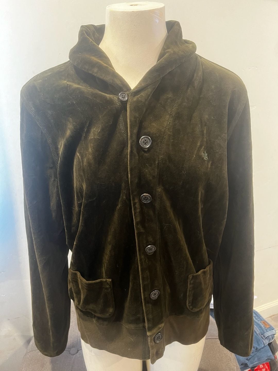 Lauren Ralph Lauren Velour Tracksuit Matching Set Olive Green 2