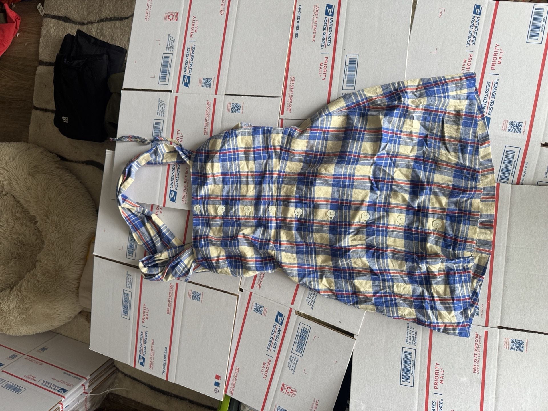 GAP Plaid Halter Dress Size M Petite 2