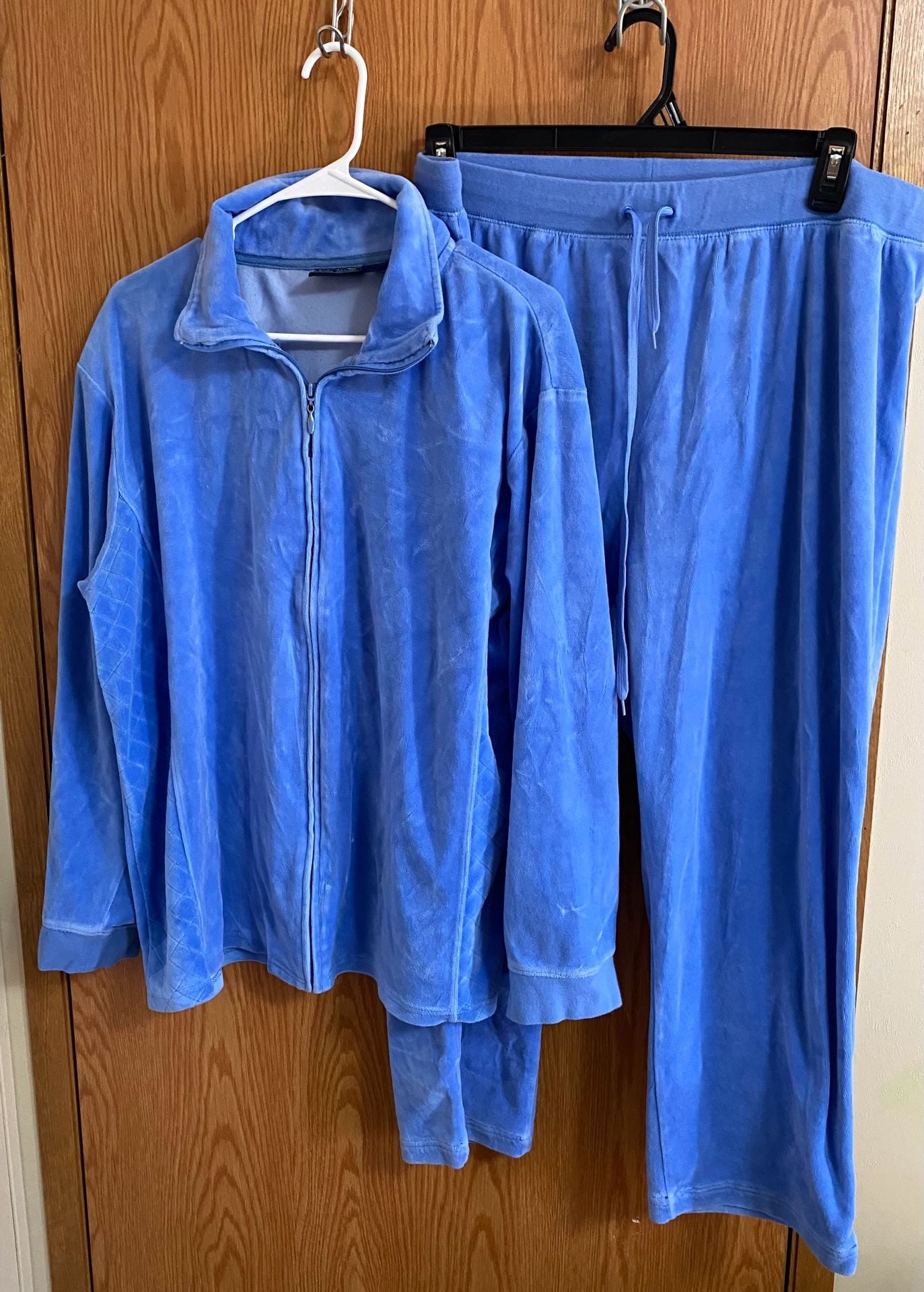 Jane Ashley Velour Tracksuit Size 2X Blue Full Zip Jacket And Pants 1