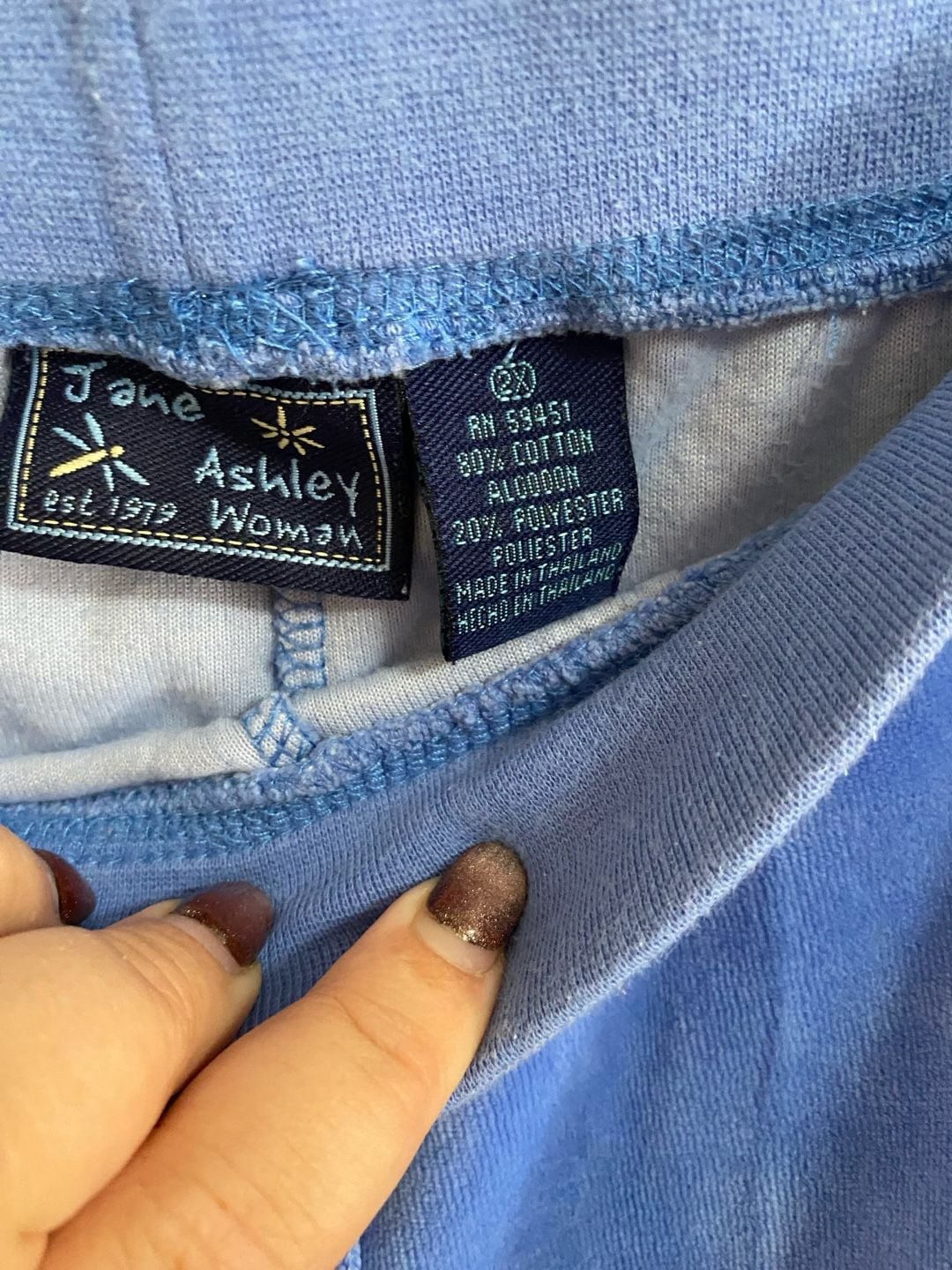 Jane Ashley Velour Tracksuit Size 2X Blue Full Zip Jacket And Pants 5
