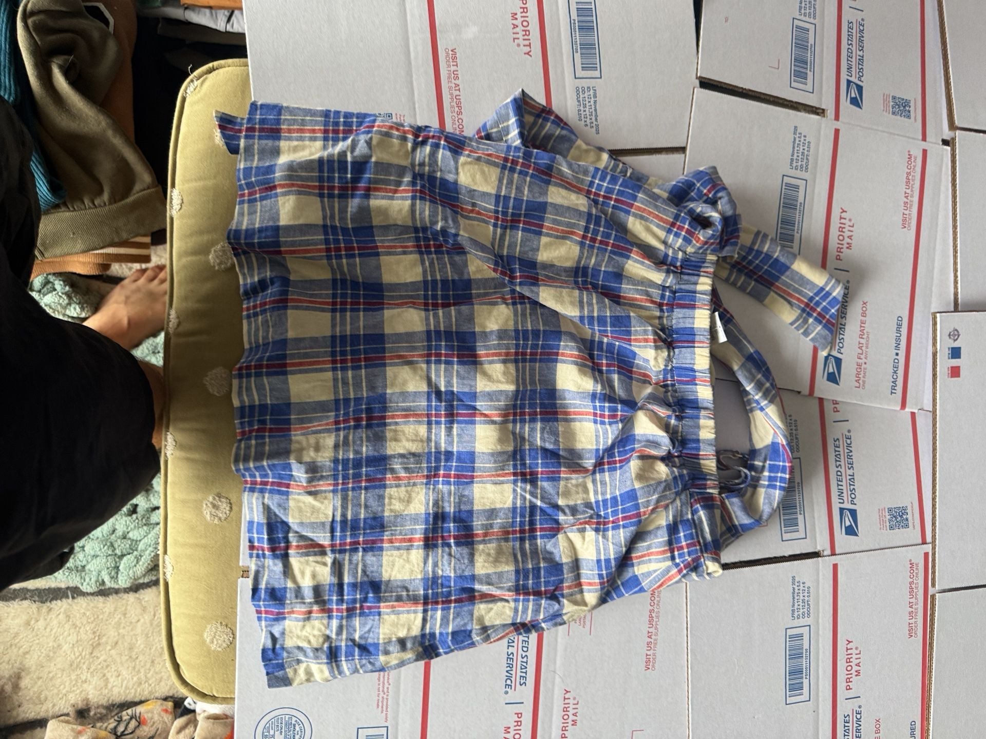 GAP Plaid Halter Dress Size M Petite 4