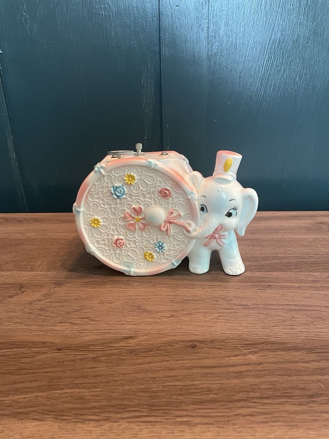 Napcoware Vintage Elephant Planter and Music Box Ceramic Drum C-8290 1