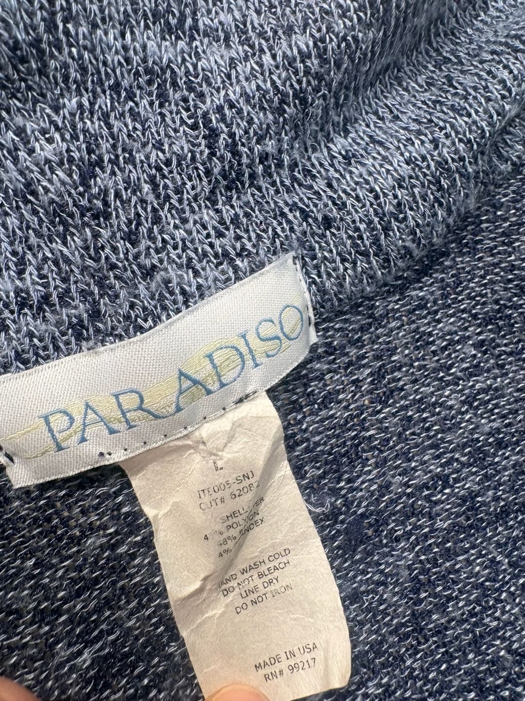 Paradiso Cowl Neck Sleeveless Tunic Size L Blue Handkerchief Hem 4