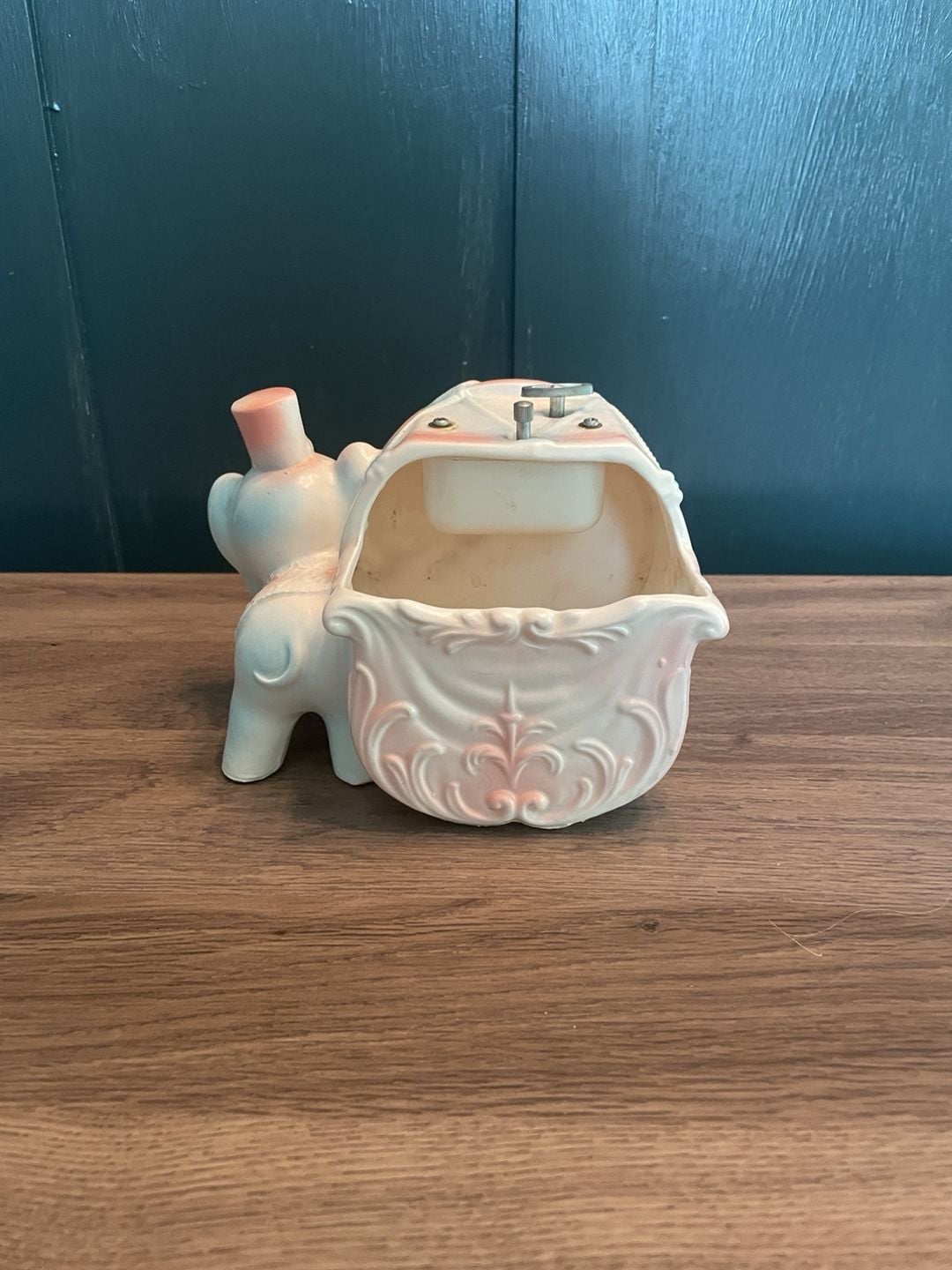 Napcoware Vintage Elephant Planter and Music Box Ceramic Drum C-8290 2