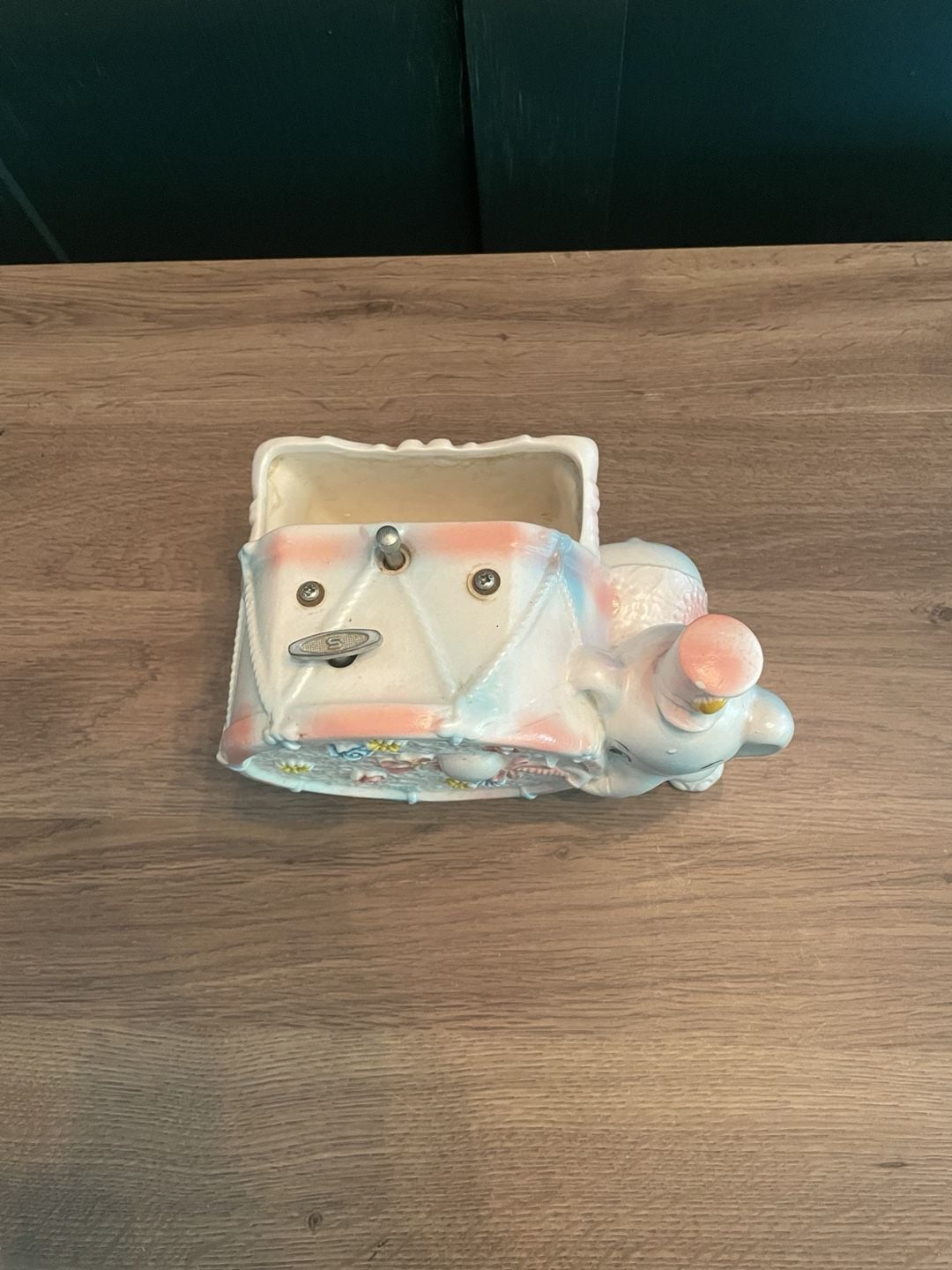 Napcoware Vintage Elephant Planter and Music Box Ceramic Drum C-8290 3
