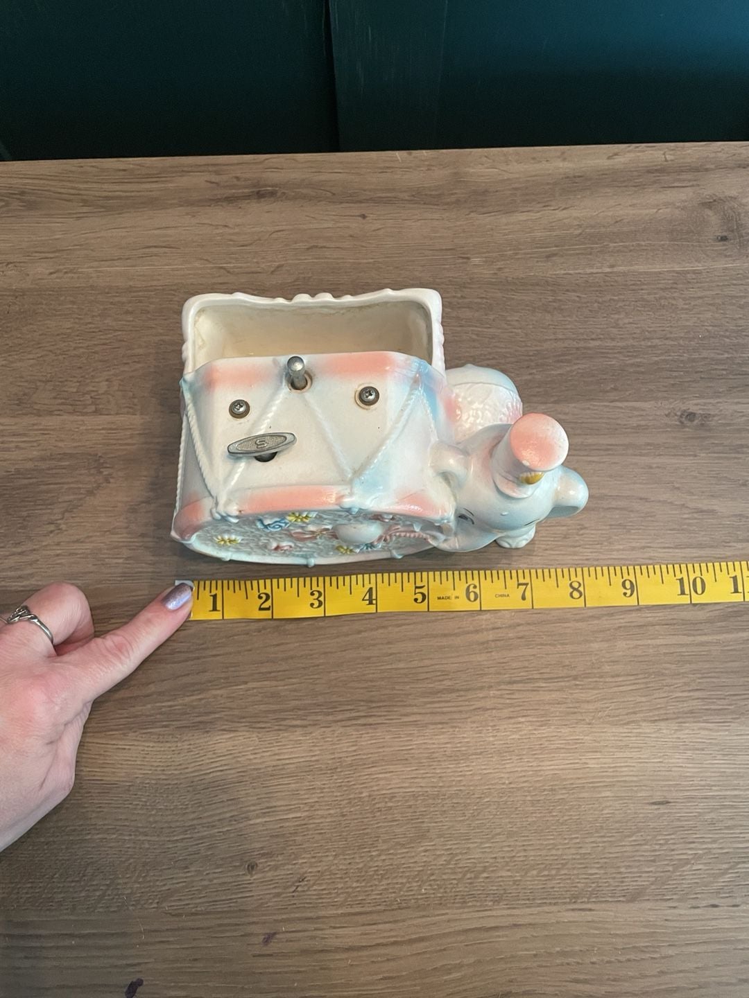Napcoware Vintage Elephant Planter and Music Box Ceramic Drum C-8290 4