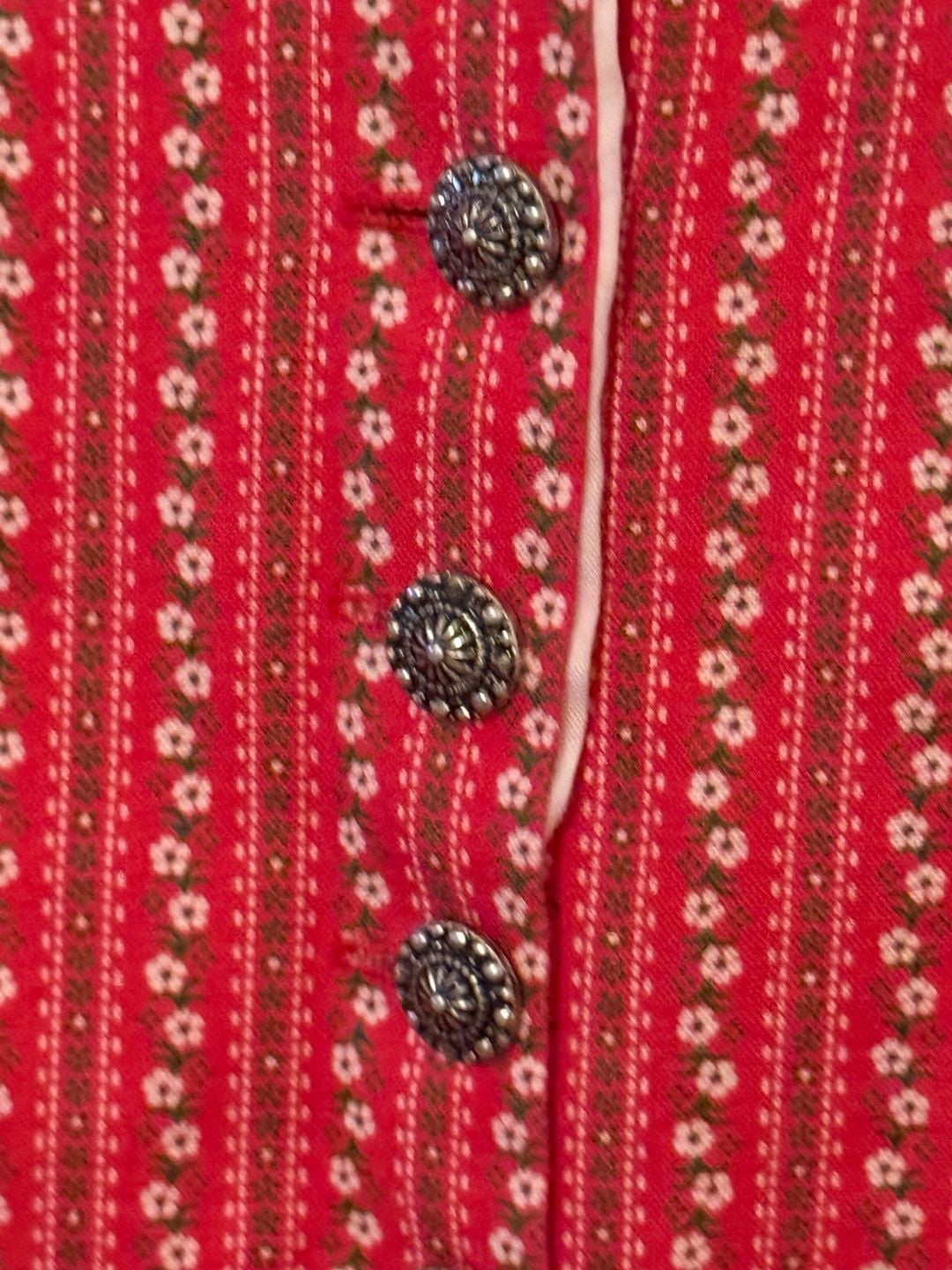 Vintage German Dirndl Dress Red Floral Size 42 3