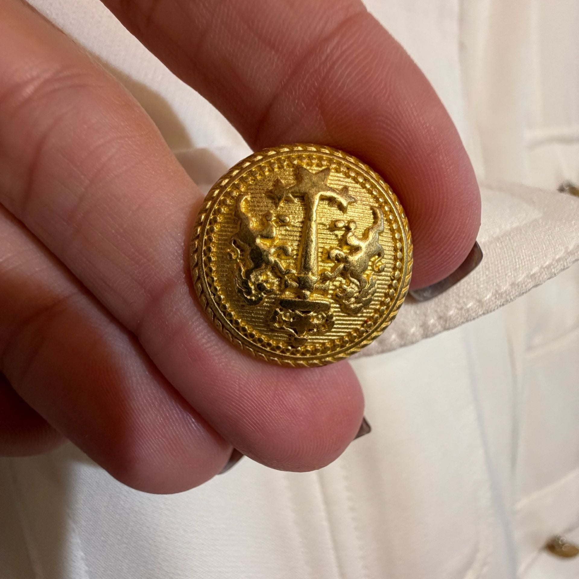 Morina G White Military Jacket Size G Gold Buttons 3