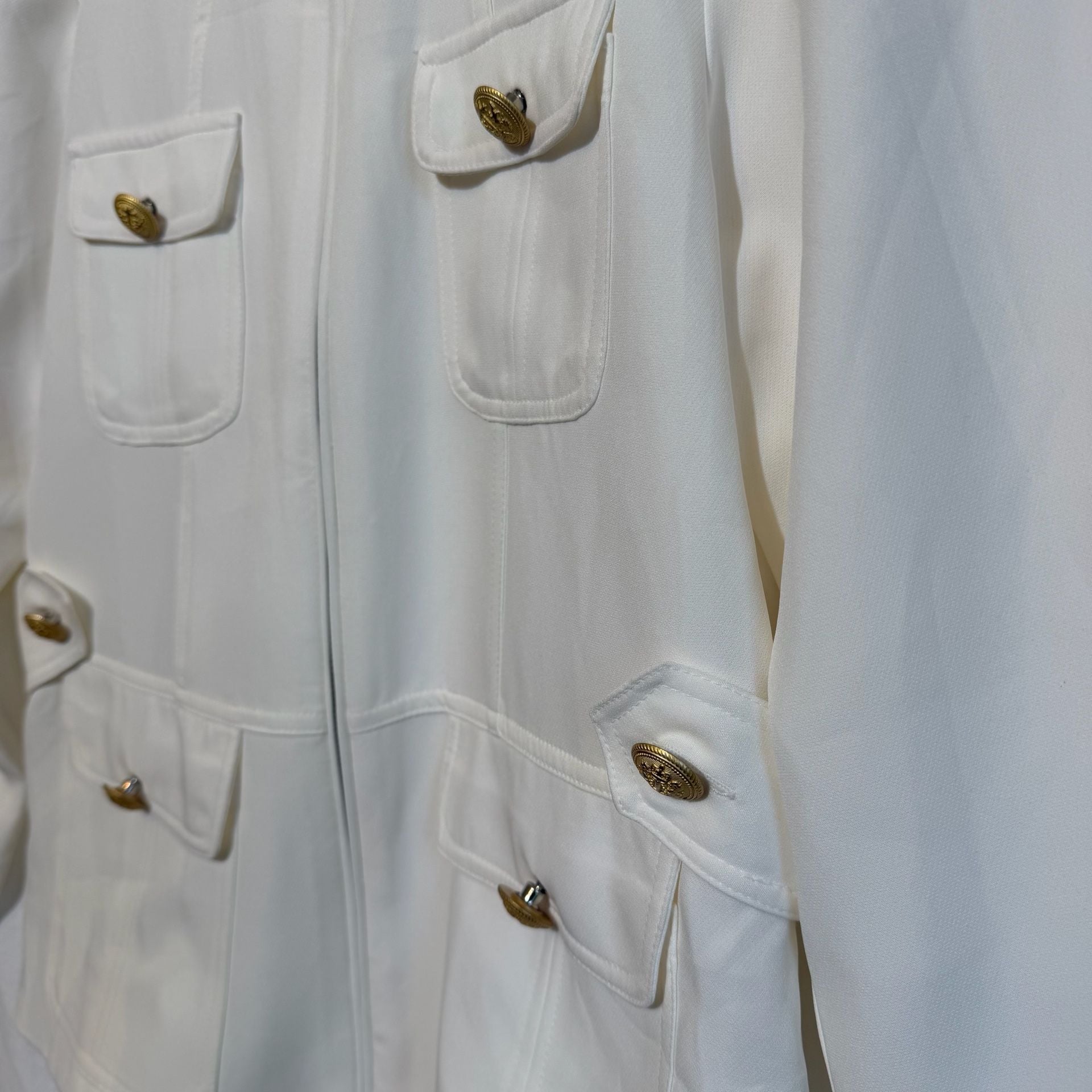 Morina G White Military Jacket Size G Gold Buttons 5