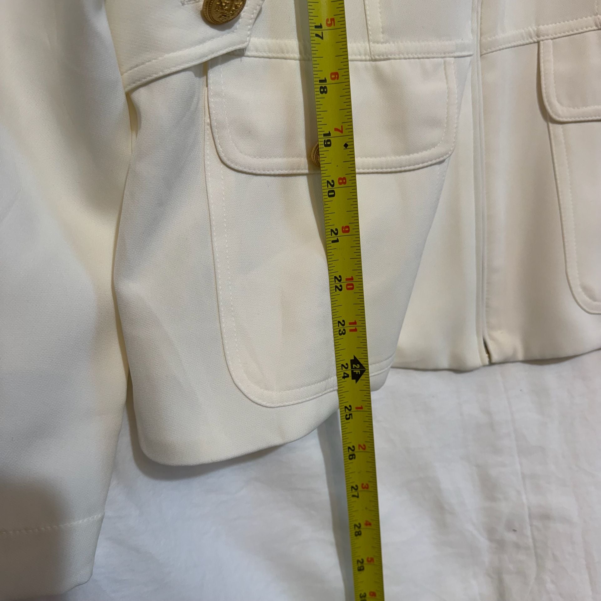 Morina G White Military Jacket Size G Gold Buttons 8