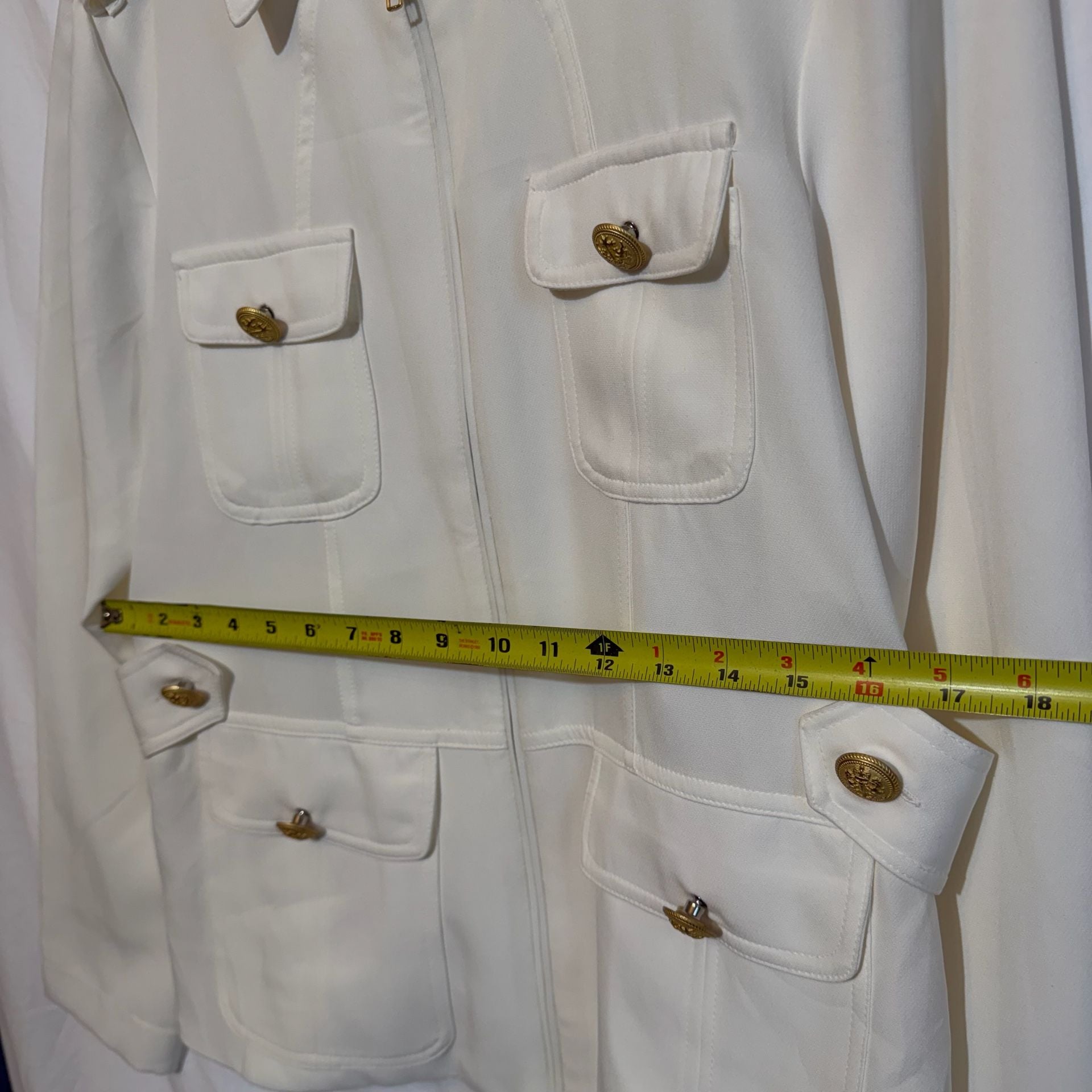 Morina G White Military Jacket Size G Gold Buttons 10