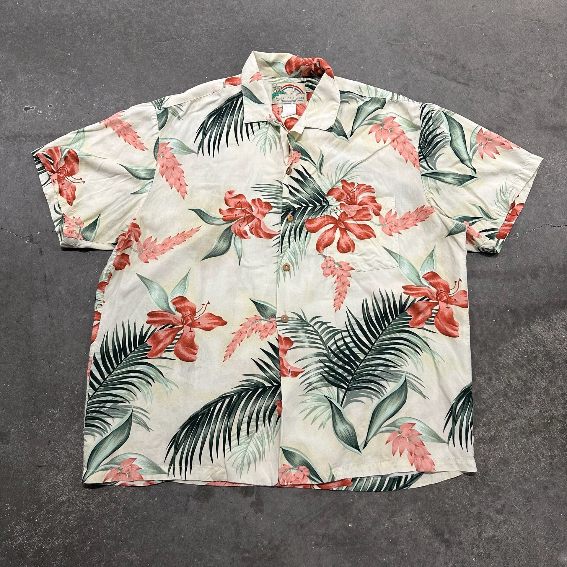 Vintage Paradise Found Honolulu Hawaii Hawaiian Aloha Shirt Tropical Floral XL 2