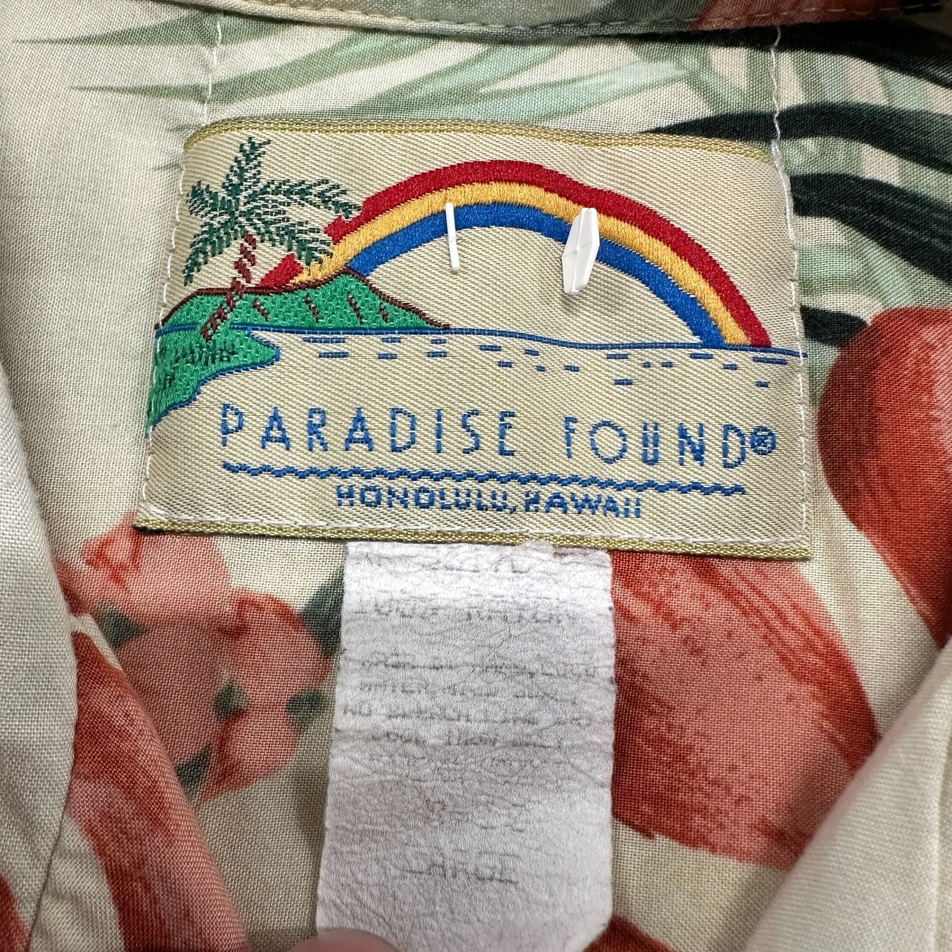Vintage Paradise Found Honolulu Hawaii Hawaiian Aloha Shirt Tropical Floral XL 3