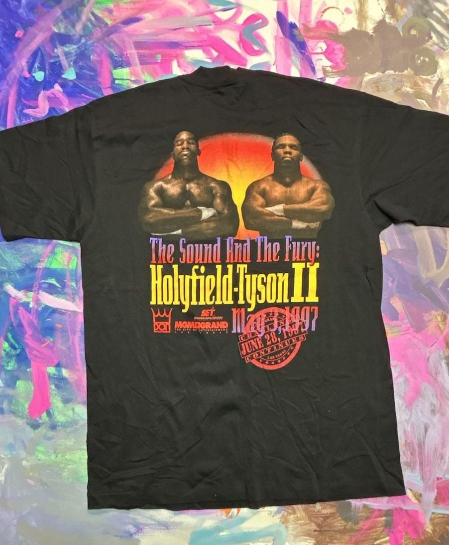 MGM Grand Holyfield Tyson II T-Shirt Size XL Black Vintage 1993 Boxing 2