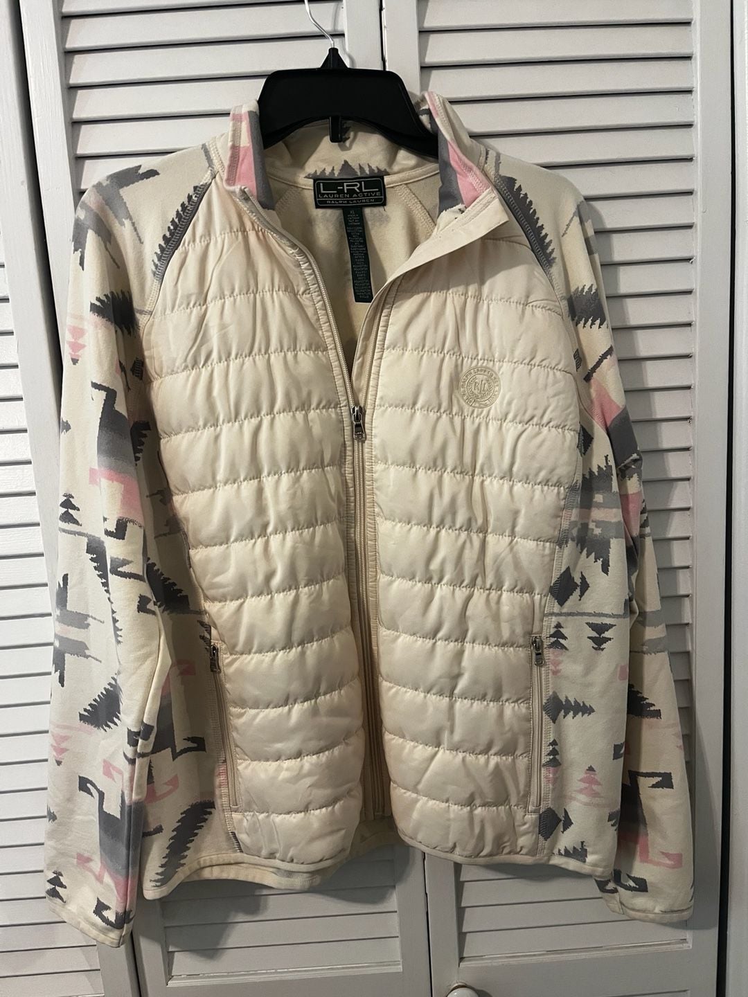 Lauren Active Ralph Lauren Quilted Jacket Size XL Cream Aztec Print 2