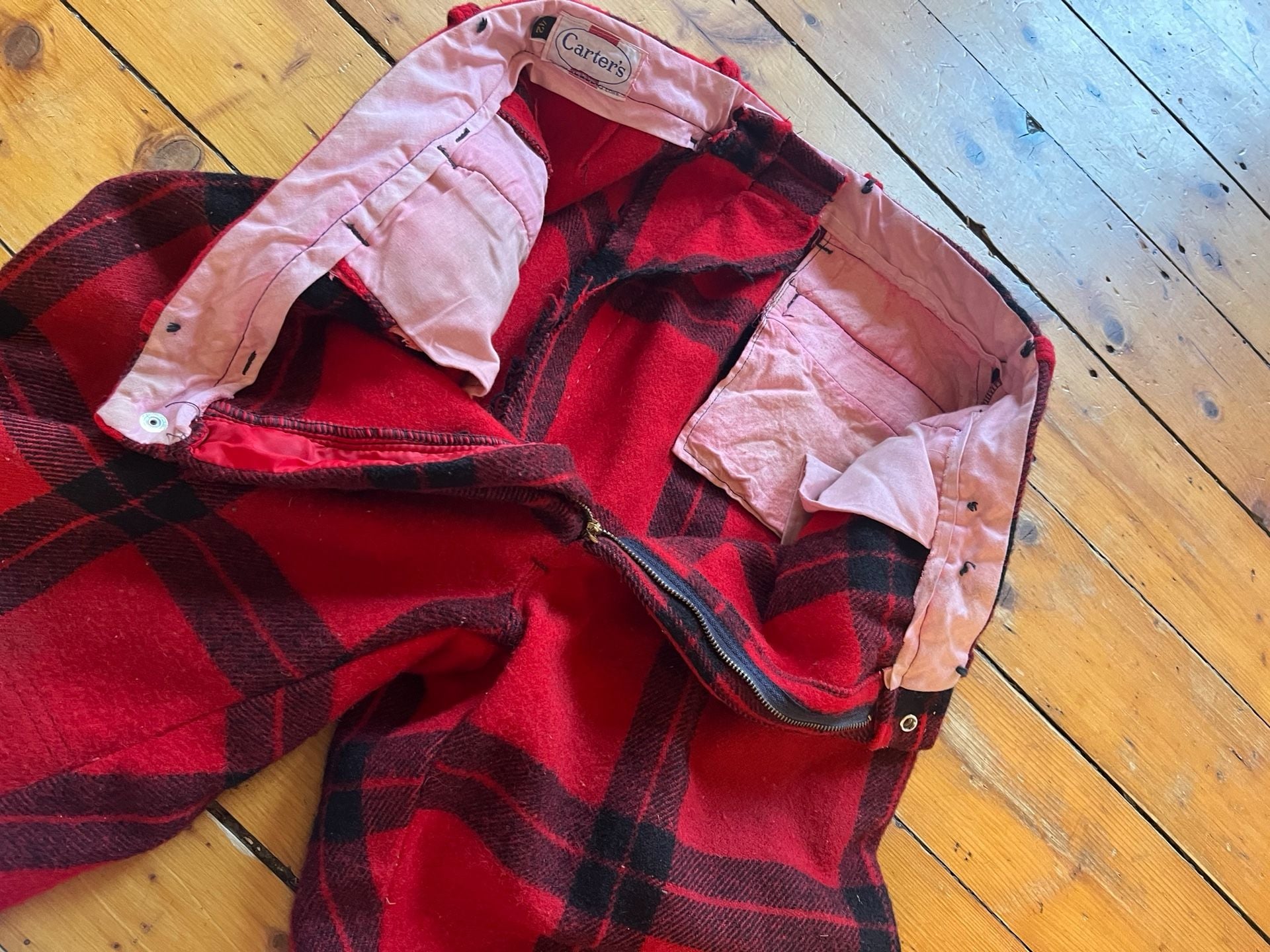 Carter's Buffalo Plaid Wool Hunting Pants Size 42 38 Vintage 60s altered flaw 13
