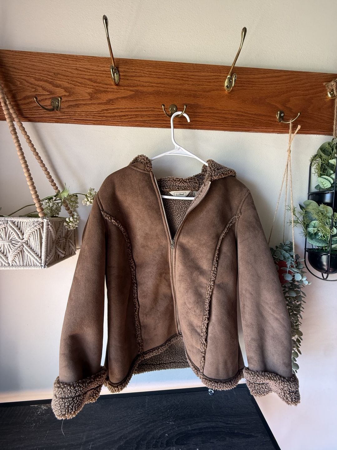 🤎 Dreamy Fall L.L.Bean Coat 🍂 Vintage Shearling Lined Suede Jacket Size M 2