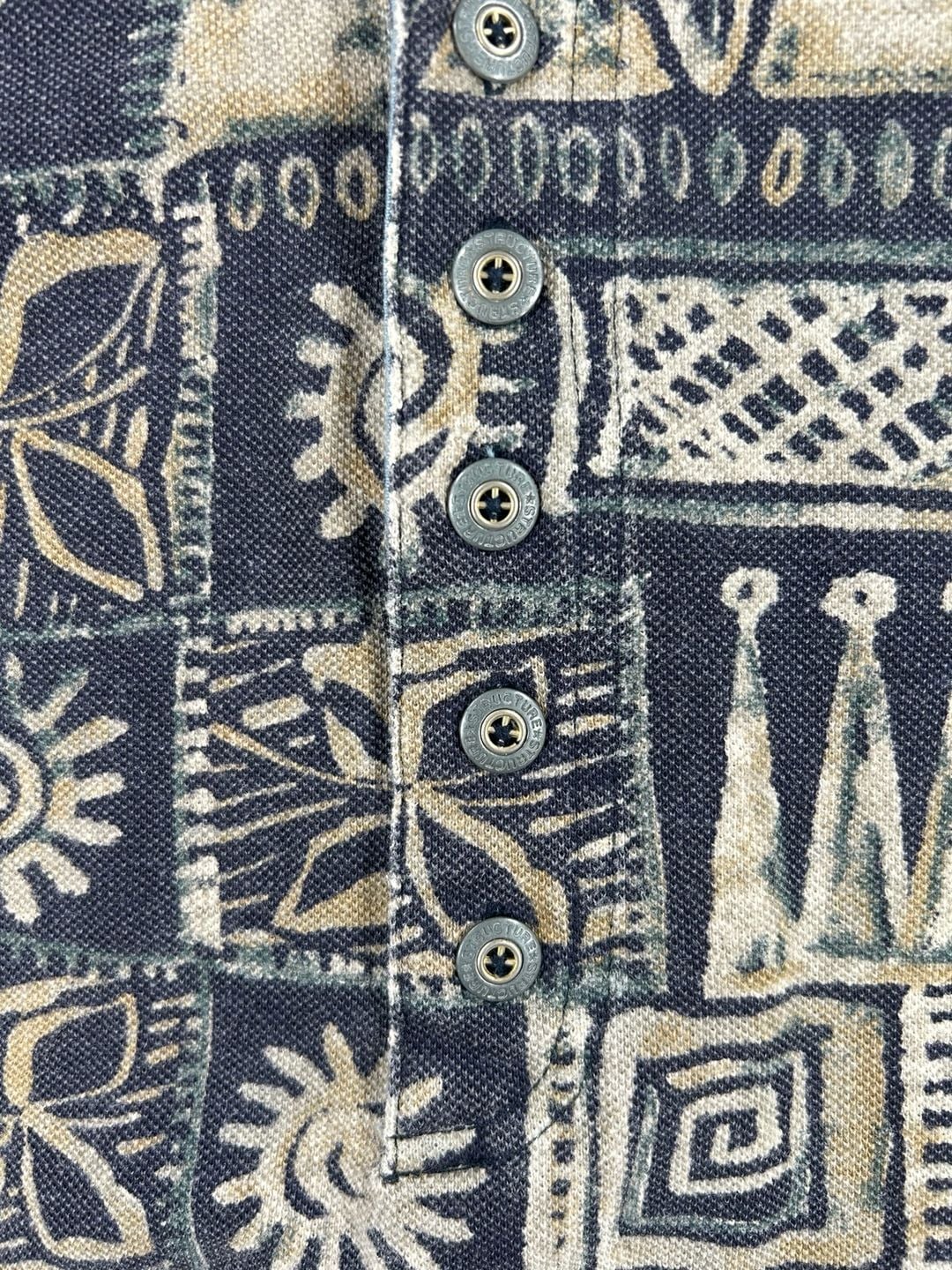 Structure Printed Polo Shirt Size L Blue Geometric Cotton 4