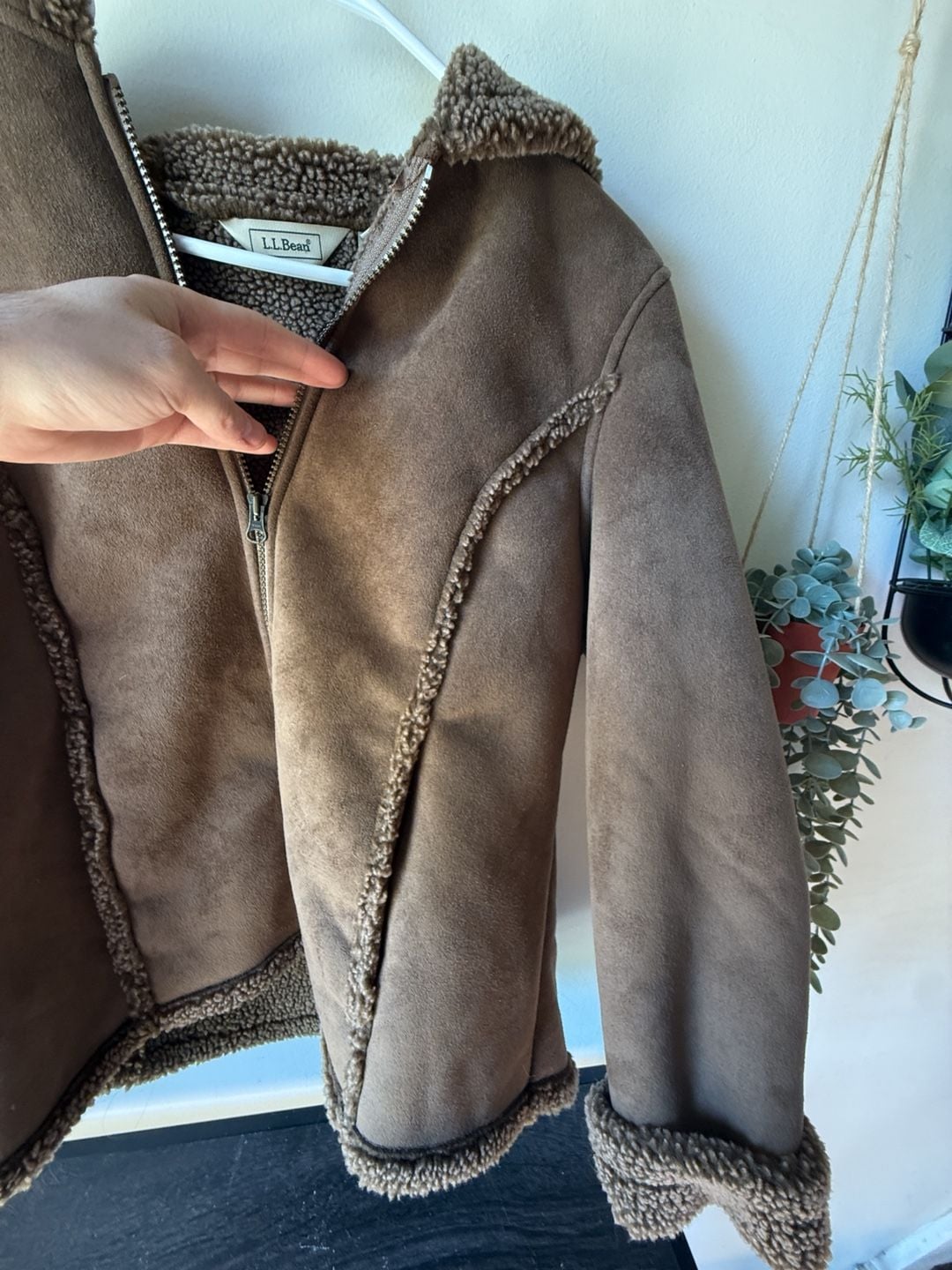 🤎 Dreamy Fall L.L.Bean Coat 🍂 Vintage Shearling Lined Suede Jacket Size M 5